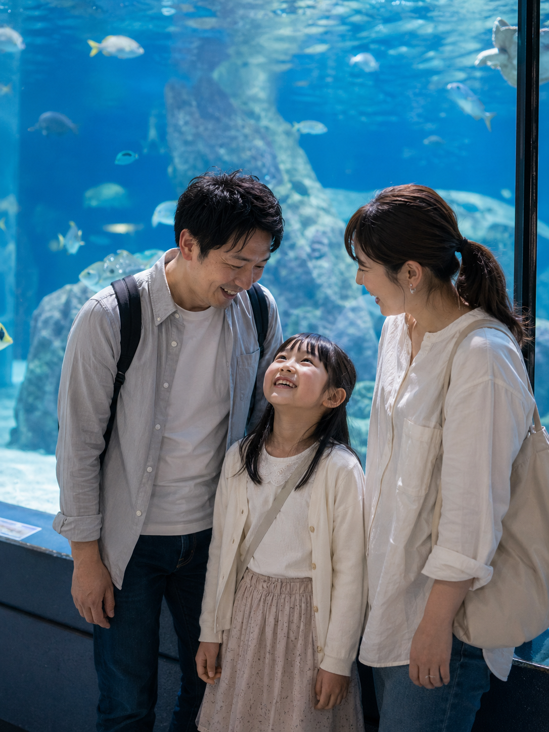 水族館で過ごすご家族のひととき